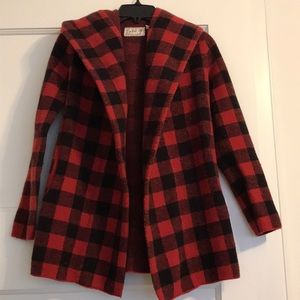 Anthropologie Buffalo Plaid Cardigan Coat